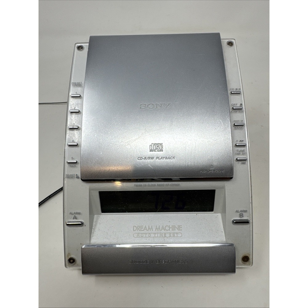 Sony Dream‎ Machine ICF-CD7000 Digital Dual Alarm Clock AM/FM Radio MP3 CD White